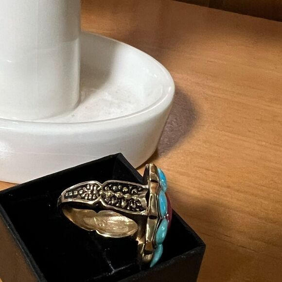 NWOT Barse Turquoise & Red Floral Ring size 8 - Picture 4 of 5